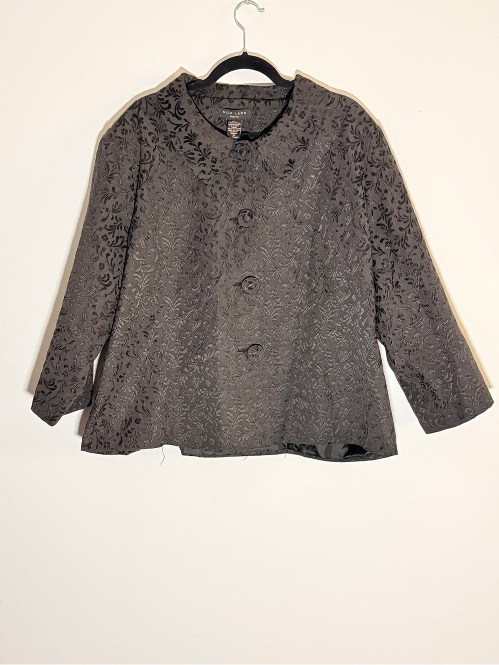 SilkLand Black Floral Brocade Jacket